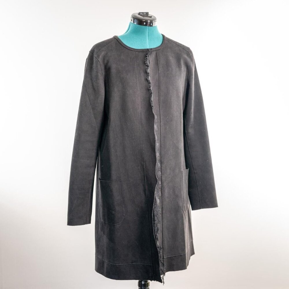 Duster Jacket Black Long Sleeve Minimal Size Medium